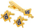 Gudeke Masonic Compasses Freemason Mason Pin and Cuff links and Tie Clip Set...