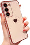 for Samsung Galaxy A15 5G Case for Women Girls, Cute Love Heart Luxury Plating Bumper Full Camera Protection Soft TPU Silicone Shockproof Slim Pro...