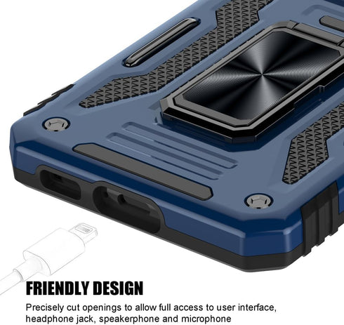 for Samsung Galaxy S23 Case, Shockproof Phone Case with Sliding Camera Cover & Rotatable Ring Holder Kickstand + Tempered Glass Screen Protector f...
