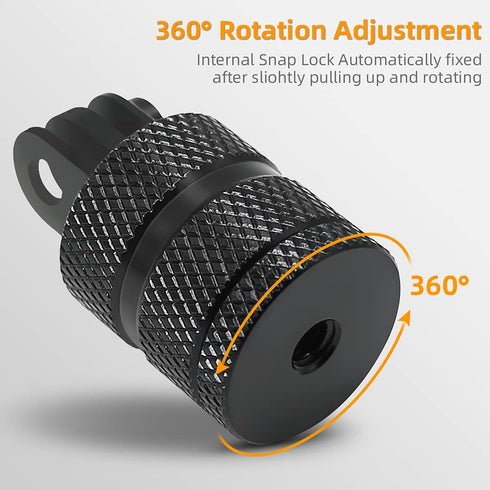 Aluminum 1/4 inch 20 Camera Mount, 360 Degree Rotation Tripod Mount Adapter Compatible with GoPro Hero 12 Black, Hero 11/10/9/8/7/6 Black,DJI Acti...