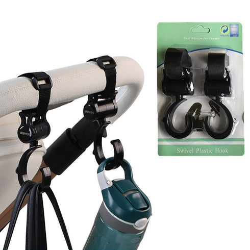 Stroller Hooks, Babyfond 2 Pack of Multifunctional Hooks, 360-degree Rotating Firm Non-Slip Stroller Hook for Buggy, Baby Carrier, Bike Bicycle, C...