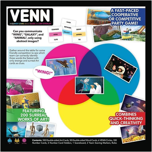 Venn Board Game | Family Game for 2+ Players | Cooperative & Competitive Gameplay Variations | Creative Word Association Game Featuring Unique Gam...