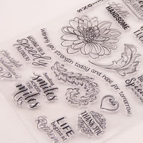 Label Words Clear Stamps for Card Making Flowers Transparent Silicone Stamp DIY Scrapbooking Supplies Embossing Paper Card Album...