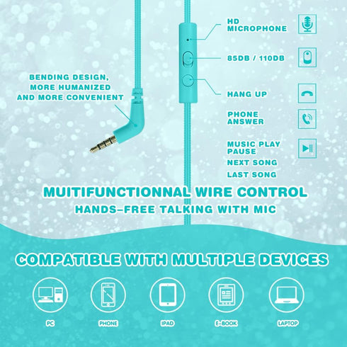 Headphone Kids Volume Limited 85/110dB Wired Over-Ear/On-Earr Foldable Headset with Inline Cable AUX 3.5mm Cord Mic for Boy Girl Child PC Notebook...