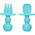 Silikong Silicone Utensils, Baby Fork and Spoon Set, Training Utensils, Baby Led Weaning Stage 1 for Ages 6 Months (Blue)...