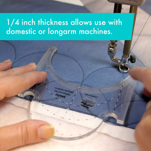 Creative Grids Machine Quilting Tool Shelly – CGRQTA8 – Made in USA Non-Slip Grip Acrylic Quilting & Sewing Template Ruler for Free-Motion Quilt P...