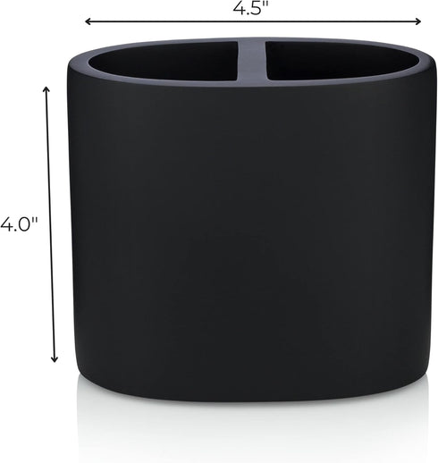 Essentra Home Matte Black Toothbrush Holder for Vanity Countertops, Small Toothbrush Holder - Matte Black Collection...
