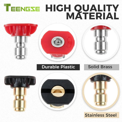 Pressure Washer Nozzle Tip Set with Nozzle Holder, 7 Power Washer Spray Nozzle Tips Multiple Degrees, 1/4" Quick Connect, 2.5 GPM, Rated Up to 400...