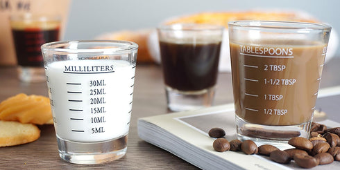 Shot Glasses Measuring cup Liquid Heavy Glass Wine Glass Espresso Shot Glass 26-Incremental Measurement 1 OZ 4 Features 45ML (4 pack-black 30ml)...