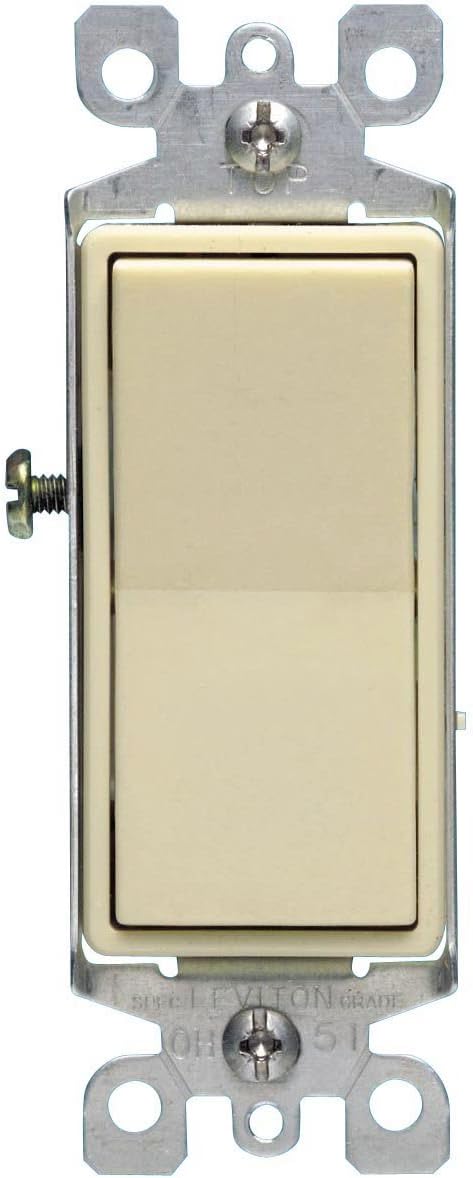 Leviton 5604-2I 15 Amp, 120/277 Volt, Decora Rocker 4-Way AC Quiet Switch, Residential Grade, Grounding, Ivory......