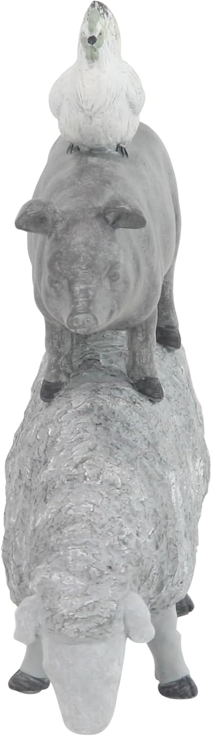 Deco 79 Polystone Farm Animals Decorative Sculpture Stacked Home Decor Statue, Accent Figurine 9" x 4" x 12", Gray...