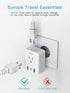 European Travel Plug Adapter, US to Europe Plug Adapter with 4 AC Outlets 3 USB Ports (2 USB A & 1 USB C), International Plug Adapter Charger for ...
