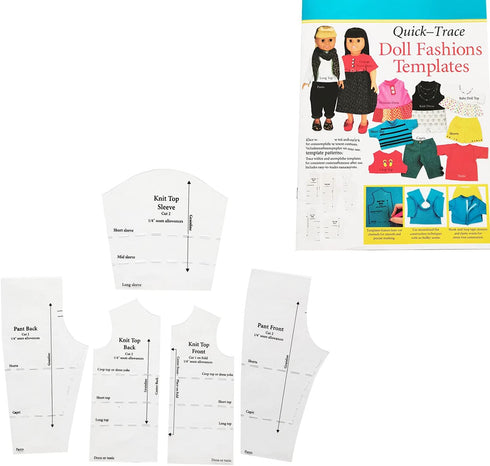 YICBOR Quilting Rulers and Templates, Quick-Trace Doll Fashions Templates Wardrobe Basic Using Five Durable Plastic Template Patterns(1Set=5pcs)...