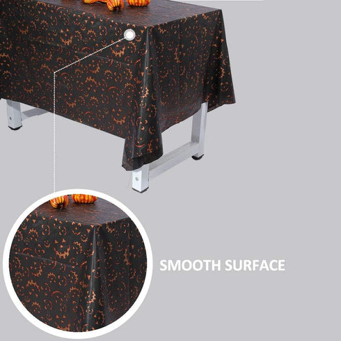 Halloween Tablecloth, 2PCS 54x108 Inch Disposable Table Cover, Rectangle Plastic Halloween Table Cloth for Hunted House Table Decoration, Black...