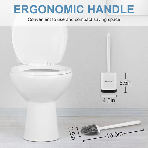 UBeesize Toilet Brush with Flexible Brush Head and Silicone Bristles, Quick Drying Holder Set for Bathroom, Compact Size, white. 15" X 4.5"...
