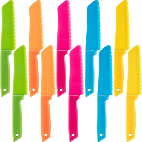 JOVITEC 10 Pieces Kid Plastic Nylon Cooking Knife Set, Children Toddler Kitchen Knives, Safe Knives for Bread, Lettuce Knife and Salad Knife...