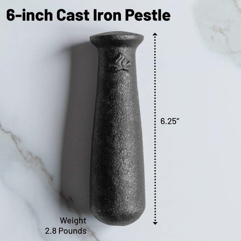 Backcountry Iron 6.25 Inch Heavy Cast Iron Pestle for Grinding and Pulverizing...