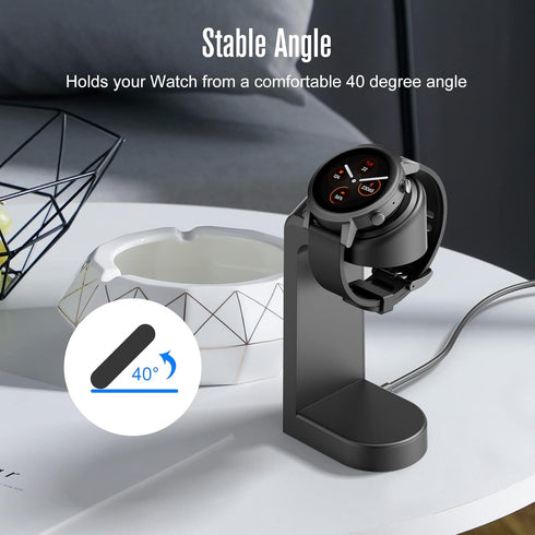 Ticwatch E3 Charger, Replacement Connection Charging Dock Compatible with Ticwatch E3 Stand Station Case Friendly with 5 Feet Cable Black...
