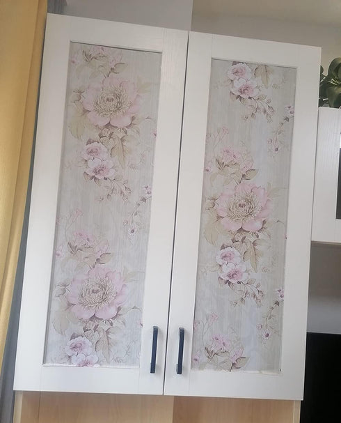 Self Adhesive Vinyl Pink Peony Floral Contact Paper with Wallpaper Smoothing Tool Kit - Decorative Floral Shelf Liner Cabinets Dresser Drawer Furn...