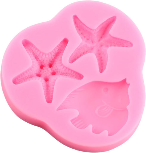 Marine Theme Silicone Mold Starfish Fondant Molds Fish Candy Mold For Cake Decoration Cupcake Topper Chocolate Polymer Clay Gum Paste...