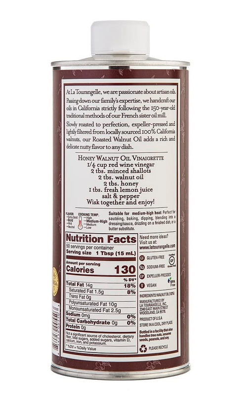 La Tourangelle, Roasted Walnut Oil, Plant-Based Source of Omega-3 Fatty Acid, Cooking, Baking, & Beauty, 25.4 Fl Oz...