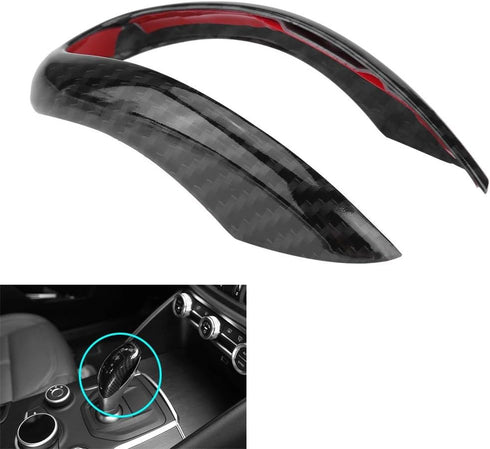 Keenso Shifter Knob Trim, Car Interior Carbon Fiber Gear Shifter Knob Frame Decor Cover Trim for Alfa Romeo Stelvio/Giulia Accessories...