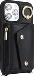 for iPhone 12 Pro Max Case with Card Holder and Strap - Zipper Pocket,Crossbody Lanyard Strap,Credit Card Holder,Stand Ring,Cute Phone Wallet Case...
