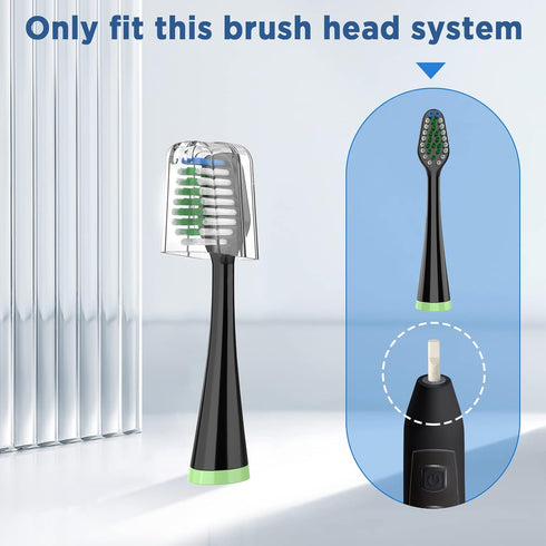 Replacement Toothbrush Heads for Waterpik Complete Care 5.0/9.0 (CC-01/WP-862), with Covers, 4 Count, Black...