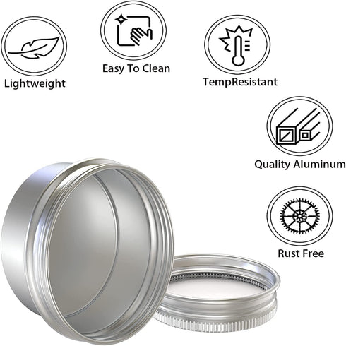 Goiio 20 Pcs 2 Ounce Aluminum Tin Jar, 60 ML Refillable Tin Container, with Screw Lid, for Storing Spices, Candies, Candles, Silver...