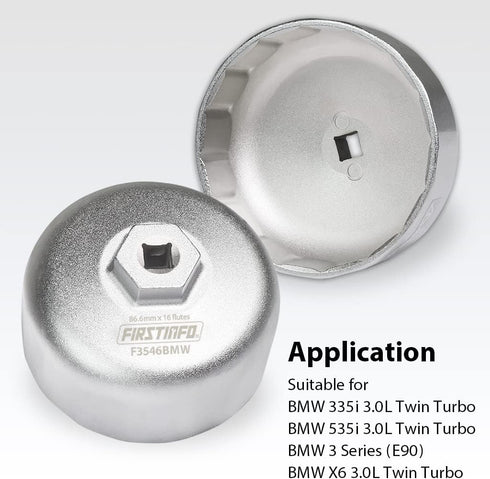 FIRSTINFO F3545BMW 86.6 mm 16 Flutes Oil Filter Wrench for BMW Engines Cartridge Style Oil Filter Housing Caps...