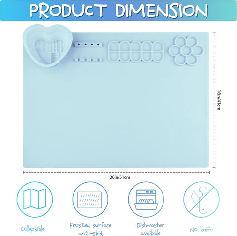 Silicone Painting Mat for Crafts Kids: Silicone Painting Station Pad with Cup and Paint Brush Holder Palette, 20"x16" Paint Tray Palette Craft Mat...