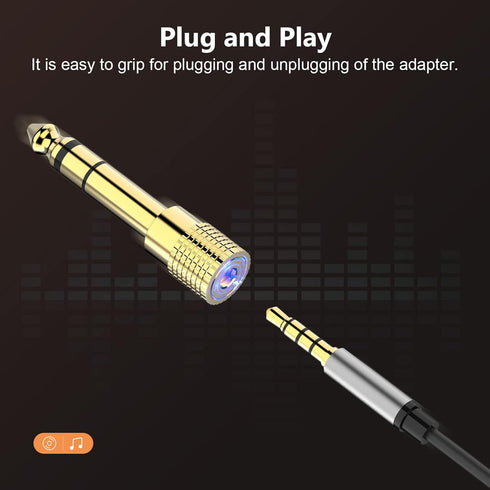 6.35mm (1/4 inch) Male to 3.5mm (1/8 inch) Female Stereo Audio Adapter Converter for Guitar Headphones Amp, Gold Plated 2 Pack...