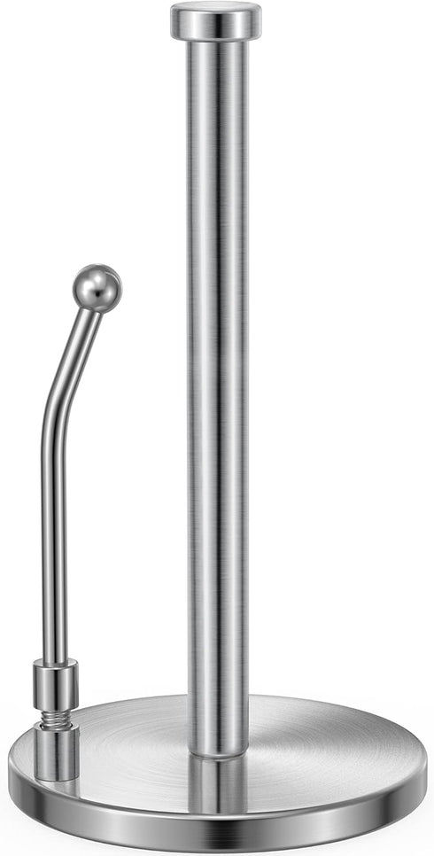 SMARTAKE Paper Towel Holder, Paper Towel Dispenser Standing Weighted Base Non Slip, Spring Arm for Easy Tear, Stainless Steel Paper Towel Holder f...