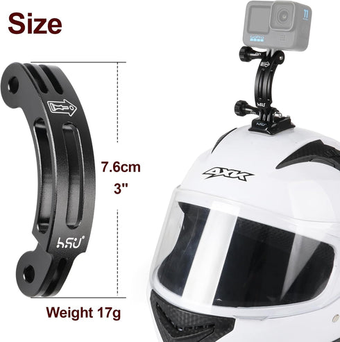 HSU Aluminum Alloy Curved Extension Arm (3”) Metal Pole Mount Helmet Stick Extension Arm Mount for Hero 12/11/10/9/8/7/6 Black, DJI Osmo Action 4/...