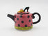6 1/2 Inch Pink and Black Polka Dot Teapot with High Heel Top Lid...