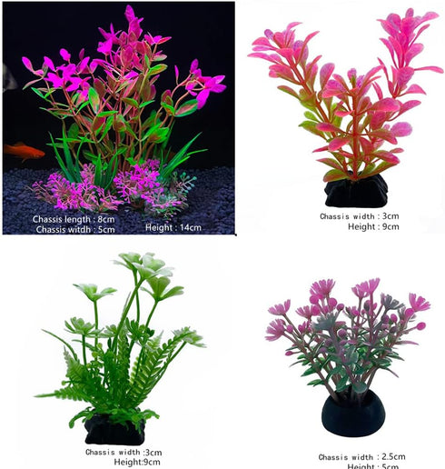 Fish Tank Accessories Green Plants ?Pink and Green Fish Tank Decorations, Aquarium Decor Plastic Plants,Small Aquarium Decorations Kit...