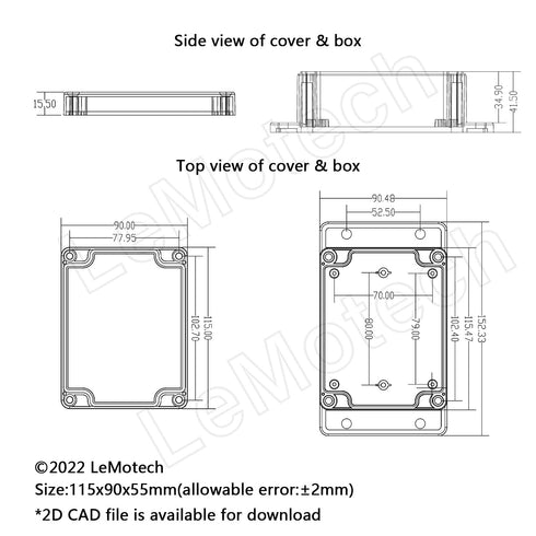 Junction Box IP65 Waterproof Dustproof ABS Plastic Universal Electric Project Enclosure with Fixed Ear Black 4.5x3.5x2.2 inch (2pc)...
