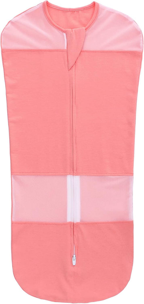 LAT Baby Sleep Sacks Cotton Breathable Swaddle Blankets for Summer 0-3 3-6 Months Baby Transition Sleep Bag (Pink, Medium)...
