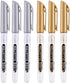 6Pc Gold Silver Epoxy Resin Drawing Pen Gold Leafing Point Pen Marker Acrylic Paint Highlights Metallic Permanent Marker Silicone Molds epoxy resi...