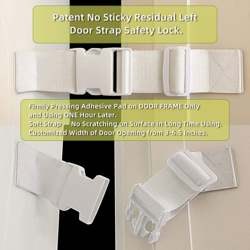 Child Proof Door Lock Latch with Adjustable Strap for Cat Litter Box Room, Cats Enter Easily But No Kids (2 Packs) Reusable Baby Safety Lock, Inst...