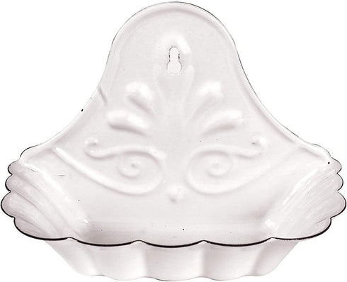 Creative Co-Op White Enameled Metal Soap Dish, Hangs or Sits...