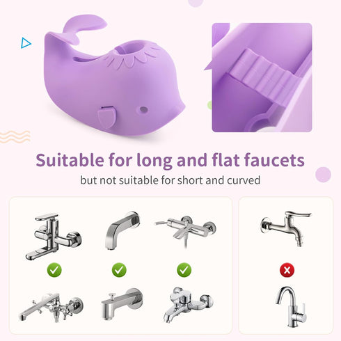 Bathtub Faucet Cover + Rinse Cup Set, Bath Tub Spout Cover for Baby Kids, Baby Wash Rinser Cup Shampoo Bath Rinser Cup, Purple Bath Gift Set...