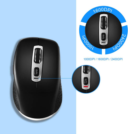 cimetech Wireless Bluetooth Mouse, Computer Mouse, Slim Noiseless Optical Wireless Mice with 2400 DPI Compatible for Laptop, ipad, Mac (BT4.0+2.4G...