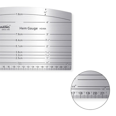 Aviation Aluminium Hot Hem Gauge, Hot Iron Ruler Hot Press for Sewing Pattern Alterations, Belt and Waistbands...