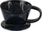 Asayu Japan Ceramic Coffee Pour Over Maker Set in Dark Navy Blue, Slow Brewing Paper Filter Holder and Dripper with 3 Holes for Coffee and Tea - C...