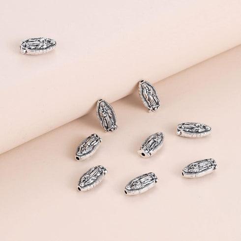 50pcs Antique Silver Alloy Jesus Virgin Mary Loose Rosary Spacer Beads Jewelry Making Charms for DIY Necklace Bracelet...