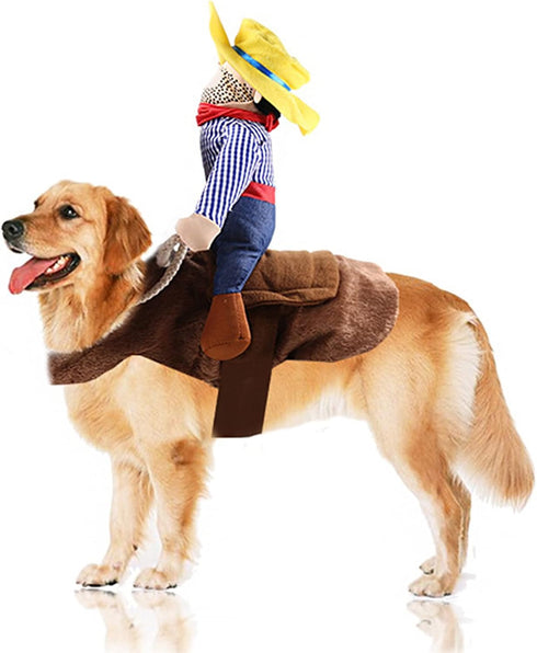 SEIS Pet Riding Costume Novelty Pet Supplies Cowboy Rider Horse Riding Designed Dog Apparel Party Dressing up Clothing Halloween (XXL)...