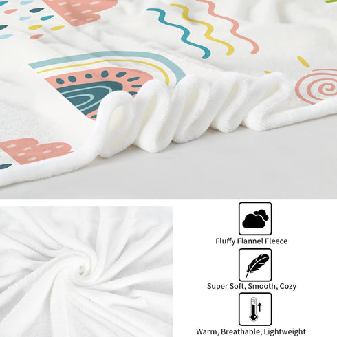Boho Rainbow Throw Blanket for Girls, Rainbow Blanket Throw Baby Girl Crib, Soft Cozy Flannel Rainbow Blanket Kids, Fluffy Fleece Bohemian Rainbow...