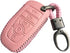 Pink Leather 5 Buttons Key Fob Case Case Remote Skin Holder Protector Jacket for 2017 2018 2019 2020 2021 2022 2023 2024 Ford Bronco Mustang Fusio...