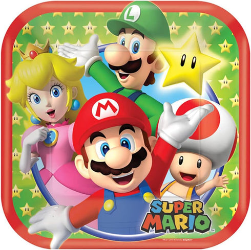 Super Mario Brothers Square Plates, 7" (8-Pack) - Colorful All-Character Designed Party Plates, Perfect for Fun Themed Parties & Events...